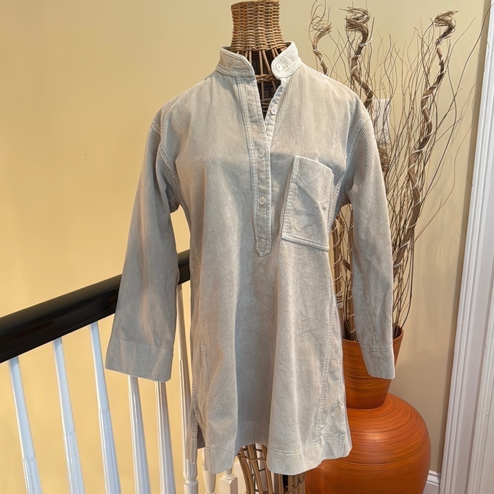 Saint Laurent rive gauche Paris. Vintage Made in France beige corduroy dress